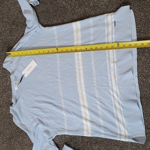 NWT Calvin Klein linen blend striped lightweight crew neck sweater top - Picture 6 of 8